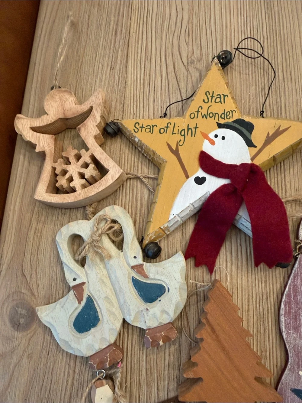 Vintage Wood Christmas Ornament Bundle Lot of 15